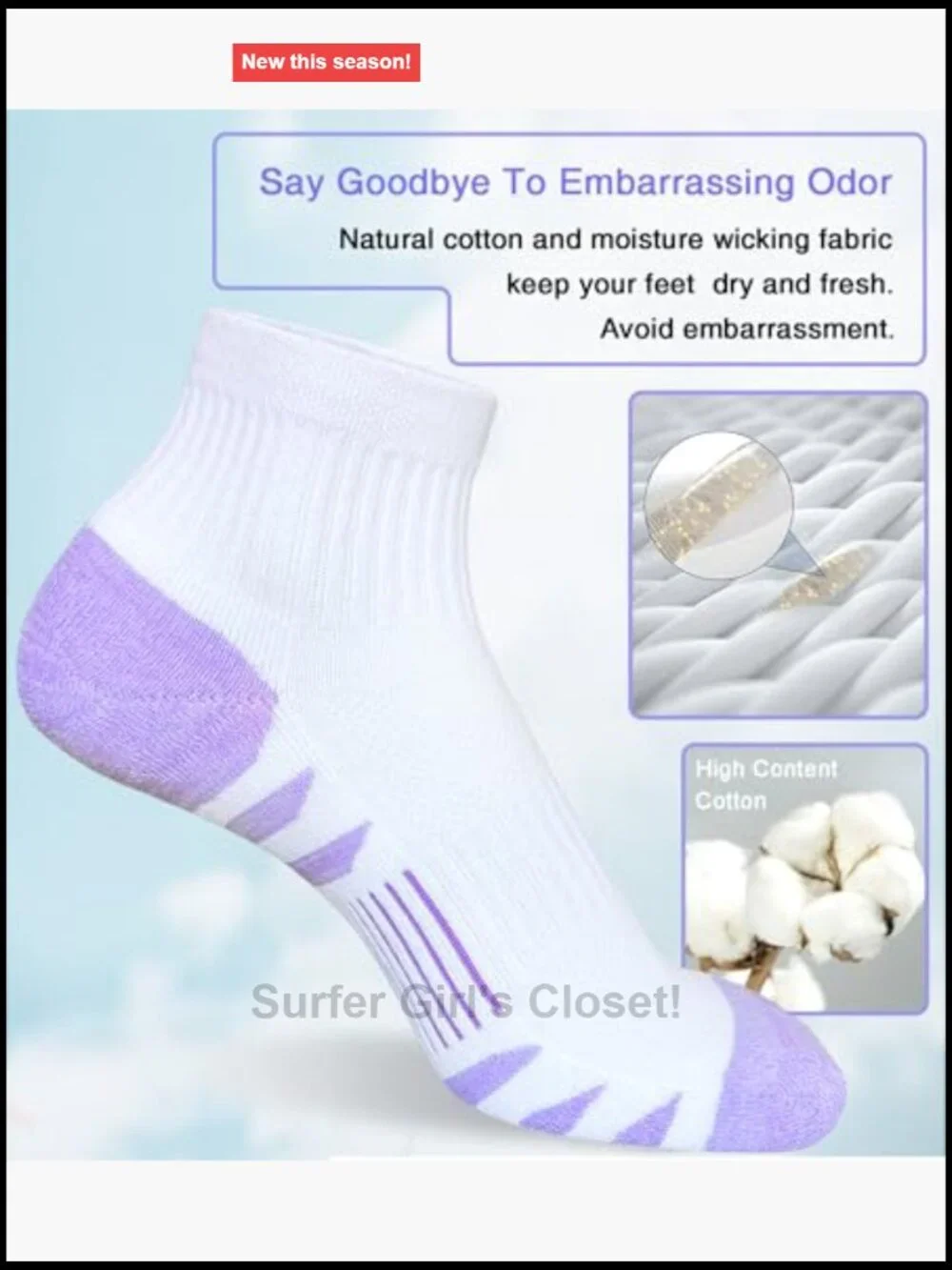 Ankle Thick Cushioned Cotton Athletic Running Socks 5 Pairs Women